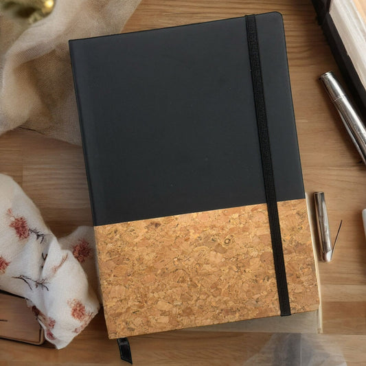 Soft Cork Black - A5 Notebook - Karigar Chiriyaa