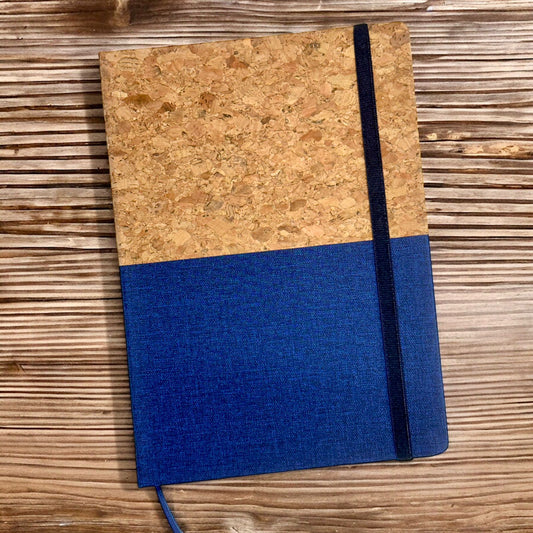 Cork Khadi Blue - A5 Notebook - Karigar Chiriyaa