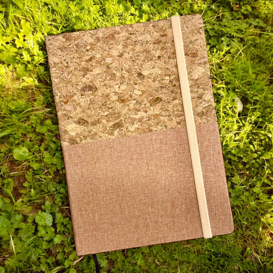 Cork Khadi Tan - A5 Notebook - Karigar Chiriyaa