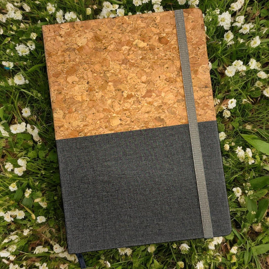 Cork Khadi Grey - A5 Notebook - Karigar Chiriyaa