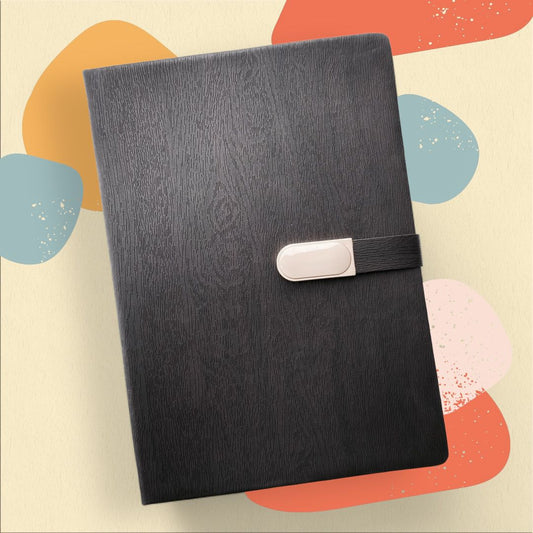 Burned Wooden Texture with Buckle Closer - A5 Notebook - Karigar Chiriyaa