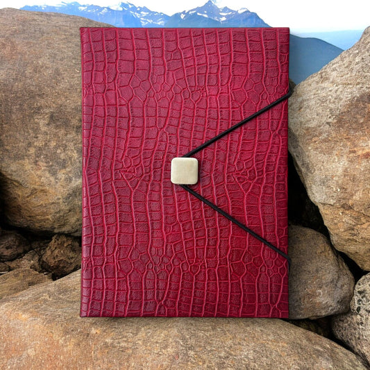 Cherry Crocodile Metal Elastic Closer- A5 Notebook - Karigar Chiriyaa