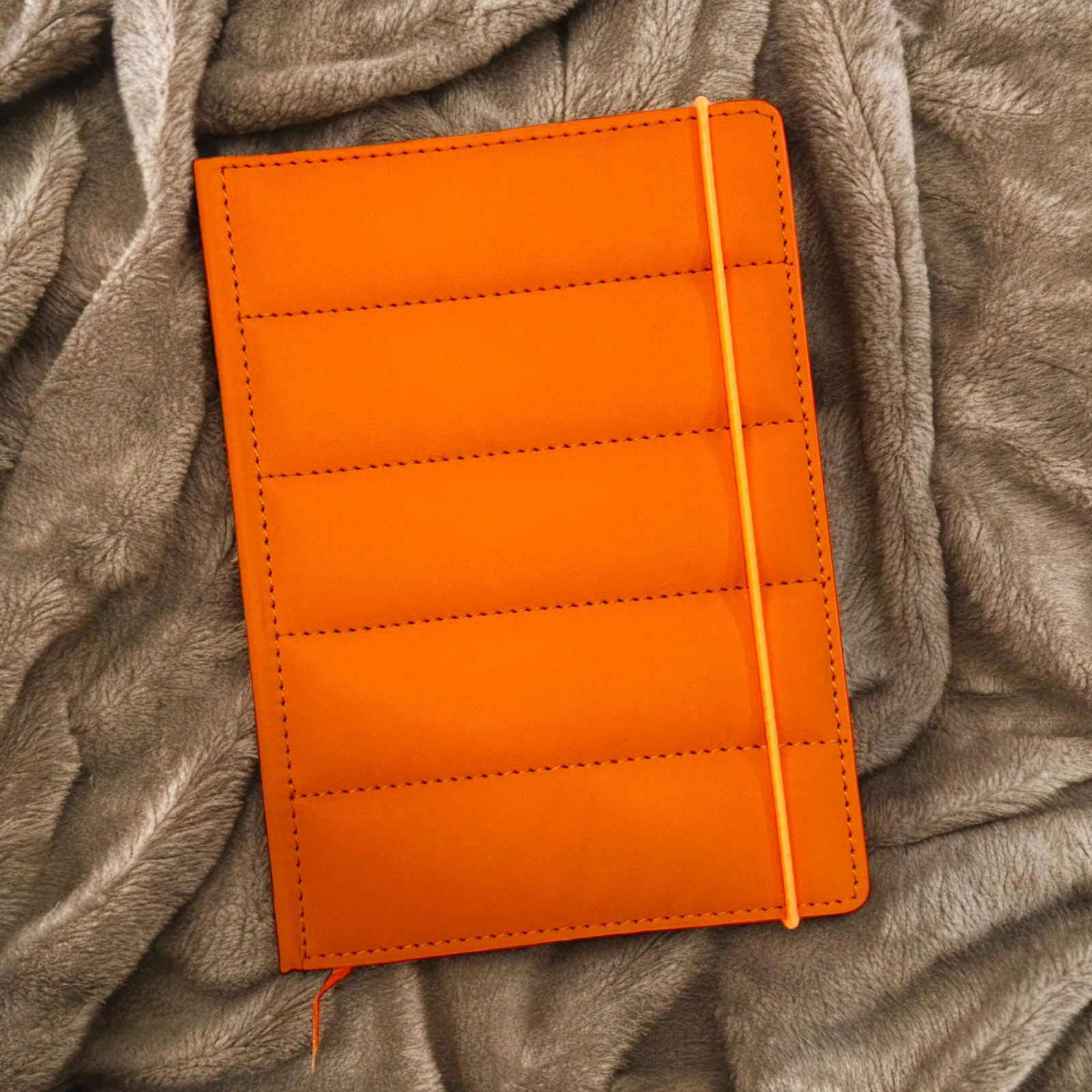 Orange Fluffy Elastic Closer- A5 Notebook - Karigar Chiriyaa