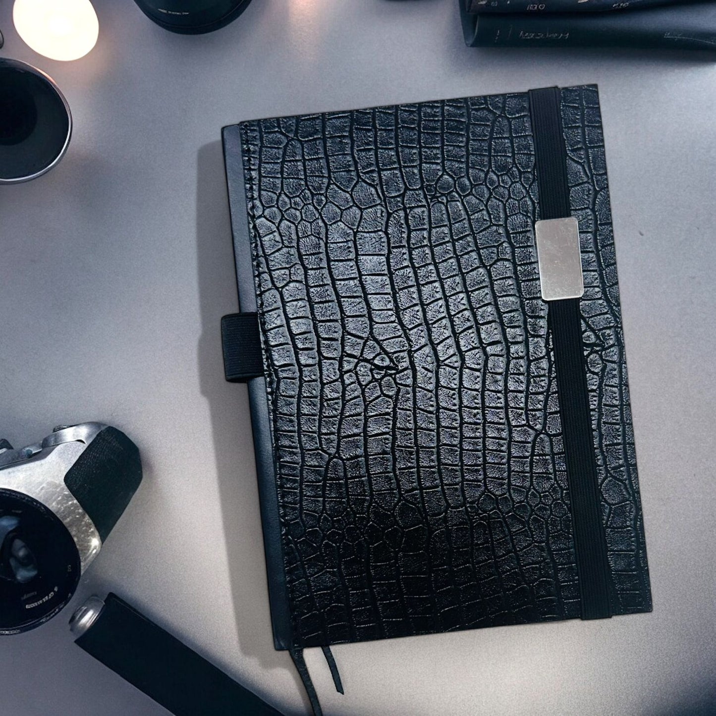 Black Crocodile Texture - A5 Notebook - Karigar Chiriyaa