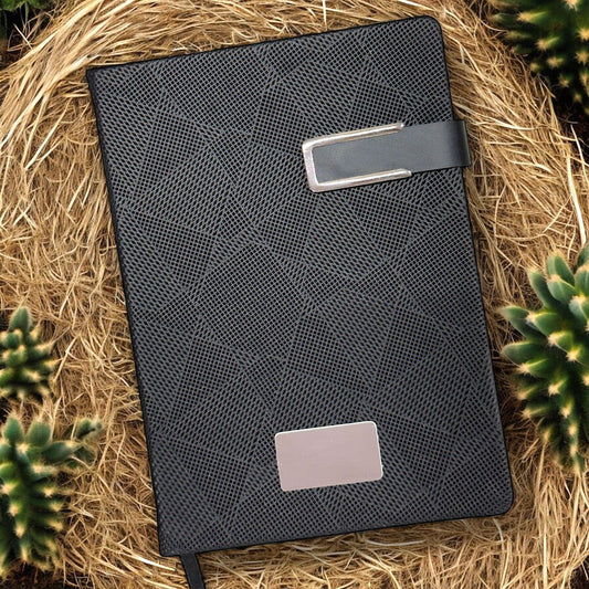 Black criss cross with buckle closer - A5 Notebook - Karigar Chiriyaa