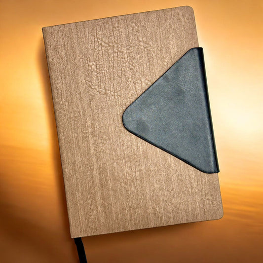 Rough Wooden Texture with Triangle Black Buckle Closer - A5 Notebook - Karigar Chiriyaa