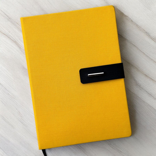 Yellow with Black Buckle - A5 Notebook - Karigar Chiriyaa