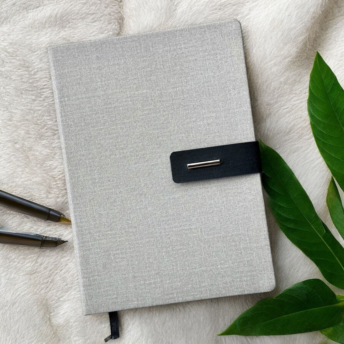 Grey with Black Buckle - A5 Notebook - Karigar Chiriyaa