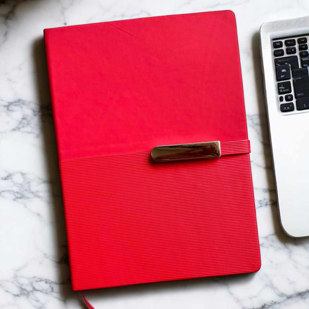 Red with Premium Metal Buckle - A5 Notebook - Karigar Chiriyaa