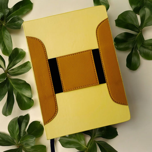 Pastel Yellow Mobile Holder - A5 Notebook - Karigar Chiriyaa