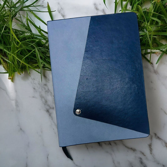 L Pattern Blue Navy Blue - A5 Notebook - Karigar Chiriyaa