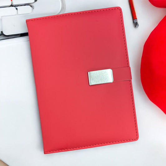 Red Magnet Metal Closer  - A5 Notebook - Karigar Chiriyaa