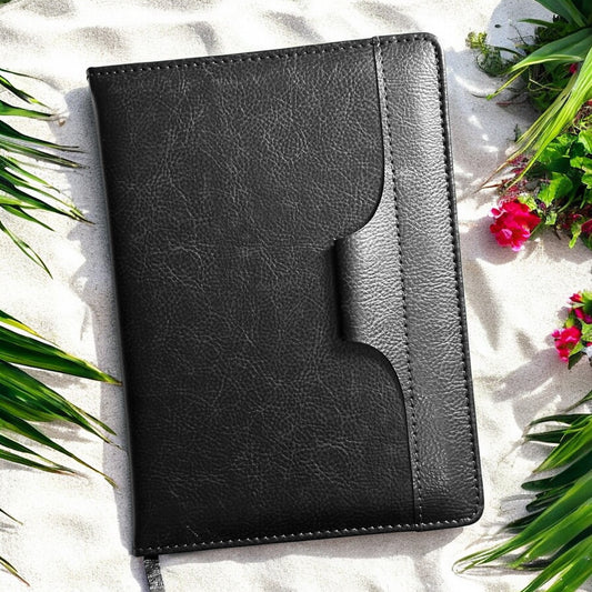 Pen Loop Black Leather Look - A5 Notebook - Karigar Chiriyaa