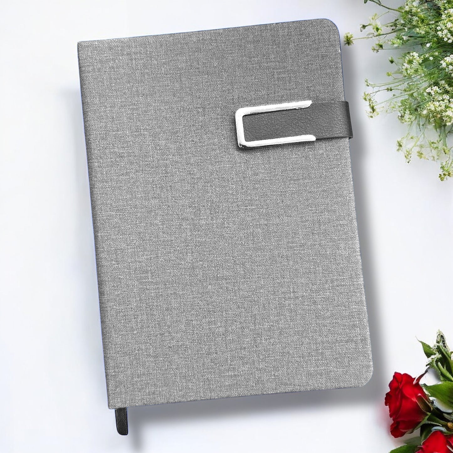 Grey Khadi Magnet Closer - A5 Notebook