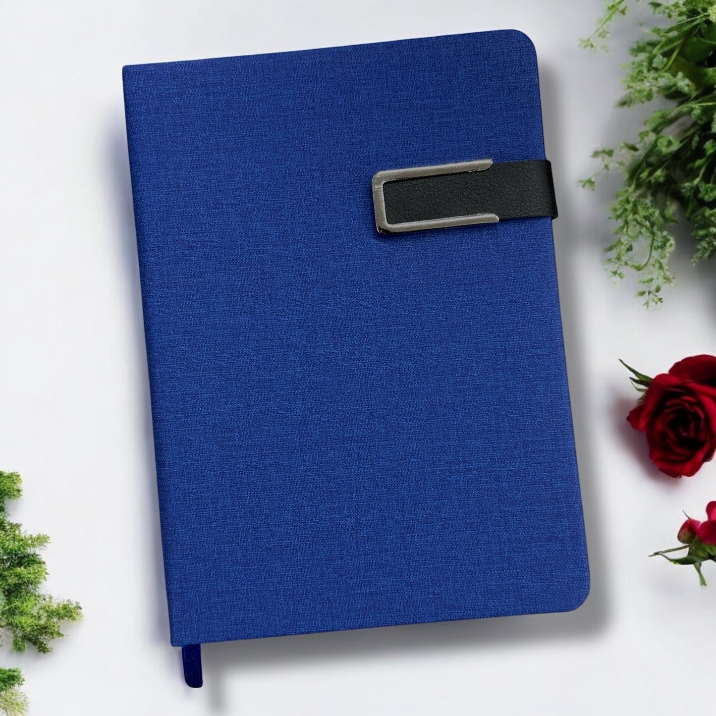 Navy Blue Khadi Magnet Closer  - A5 Notebook