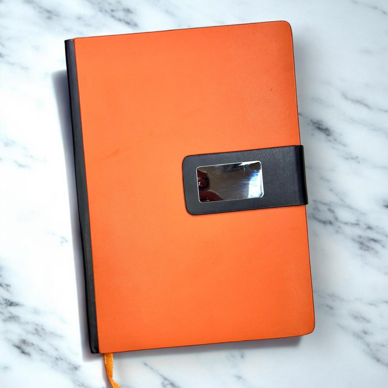 Orange Premium Black Buckle Closer - A5 Notebook - Karigar Chiriyaa