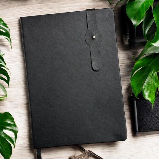 Black with Button Closer - A5 Notebook - Karigar Chiriyaa